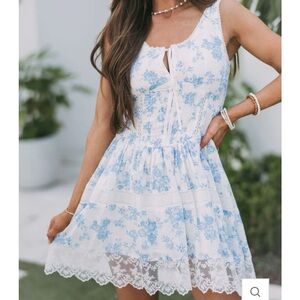 Blue and White Mini Corset Dress